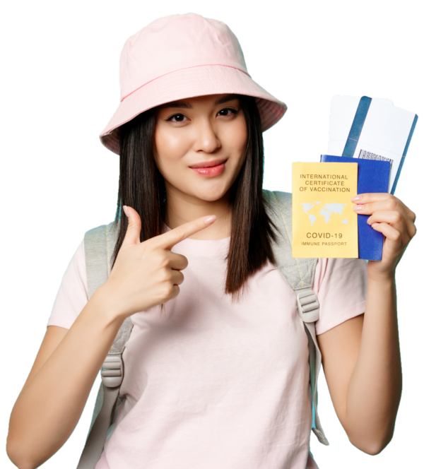 Traveller with flight ticket